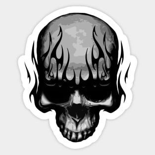 Skull with Flames - Monochrome Sticker